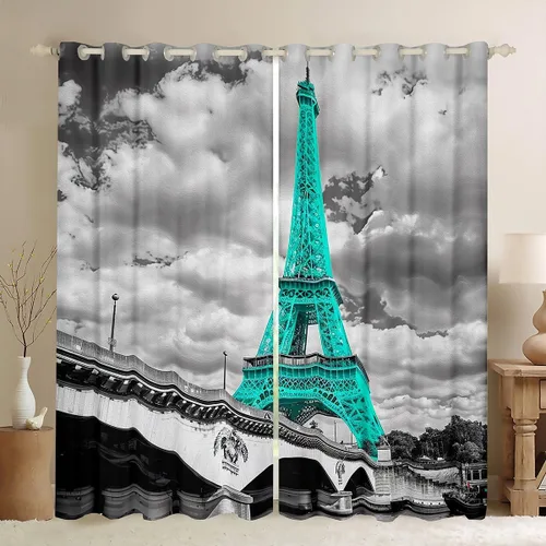 Vista 18 de Cortinas Opacas con Estampado de Piel de Vaca 30%-50% Cortinas Oscurecedoras de Piel de Animal de Granja Occidental para Dormitorio Sala de Estar