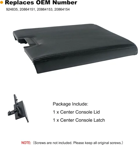 Vista 5 de NHILES Kit de tapa de consola central con pestillo compatible con Chevy Tahoe 2007-2013/Avalanche/Silverado 2008-2014/GMC Yukon (XL)/Sierra