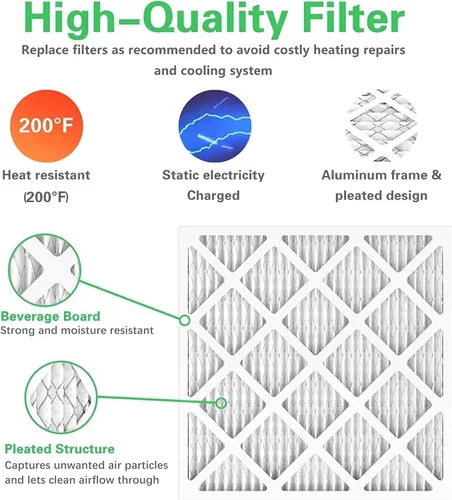 Vista 4 de Paquete de 4 filtros de aire para horno de 10 x 10 x 1, filtrado MERV 8 MPR 600 y FPR 5, reemplazo del filtro de aire HVAC