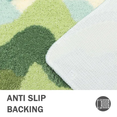 Vista 7 de Alfombra de baño de musgo, ultra suave, absorbente de hojas, alfombra de ducha de musgo, alfombra de área antideslizante para dormitorio, alfombra