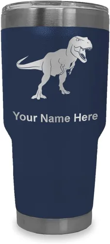Vista 31 de LaserGram Vaso aislado al vacío de 20 onzas, dinosaurio Tiranosaurio Rex, grabado personalizado incluido (negro)