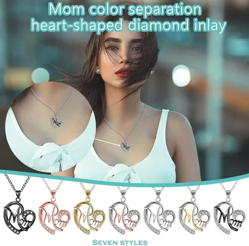 Vista 3 de ZYooch - Dije con la palabra Mom grabada para mujer, collar de compromiso de diamantes de imitación, joyas para regalar