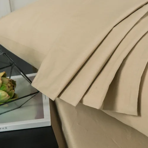 Vista 6 de DaDa Bedding - Sábana bajera ajustable de algodón suave con fundas de almohada (3 unidades), color beige