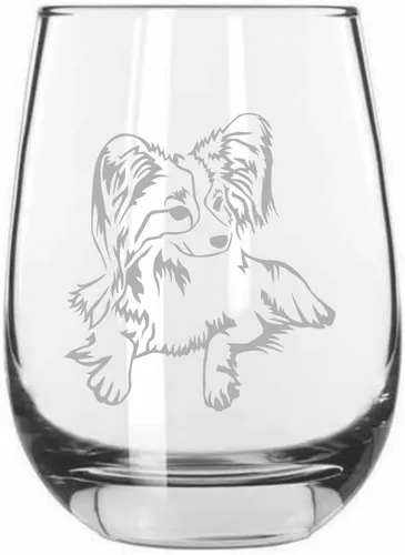 Vista 396 de Shar Pei (chino) - Vaso de vino sin tallo grabado para perro, 15.25 onzas