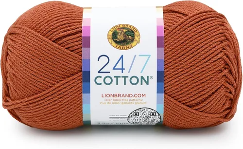 Vista 80 de Lion Brand Yarn - Hilo ligero 24/7 de algodón para tejer, hacer ganchillo y manualidades, Ámbar, paquete de 1 Light Worsted 100% Mercerized Cotton