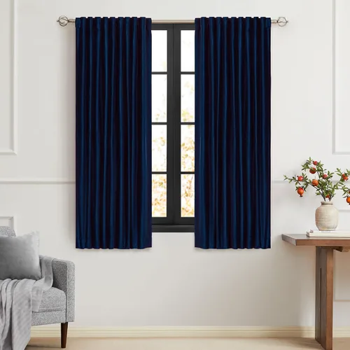 Vista 38 de PRIMROSE Cortinas de terciopelo champán de 63 pulgadas de largo para sala de estar, juego de 2 paneles opacos, bolsillo para barra, pestaña trasera