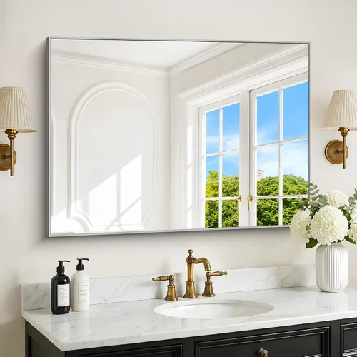 Vista 59 de DESBING 16"x20" Bathroom Mirror for Over Sink, Black Framed Wall Mirror Negro