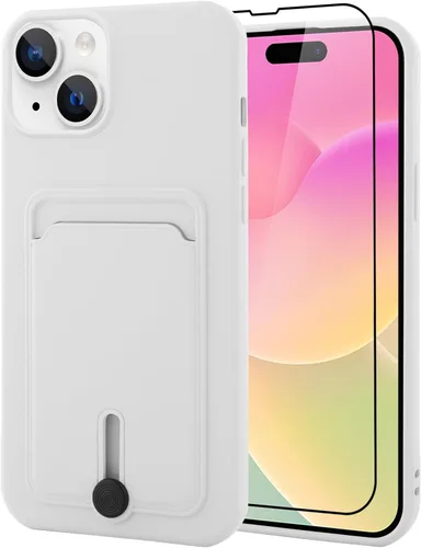Vista 32 de MZELQ Cartera de TPU Compatible con Funda iPhone 12, Portarjetas Protección de Cámara Cubierta + Protector de Pantalla, Ranura Empujable para Niñas