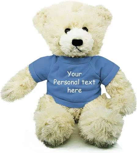 Vista 8 de Plushland Oso de peluche Brandon crema de 12 pulgadas, regalo personalizado para el día de la madre, San Valentín, graduación, cumpleaños