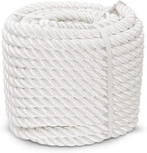 Vista 8 de Aoneky Cuerda trenzada de nailon de 1/2, 5/8, 3/4, 7/8 pulgadas - Cordón de tracción blanco (1/2 pulgada x 25 pies)