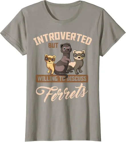 Vista 52 de Camiseta para amantes de los animales de los hurones, Negro, S