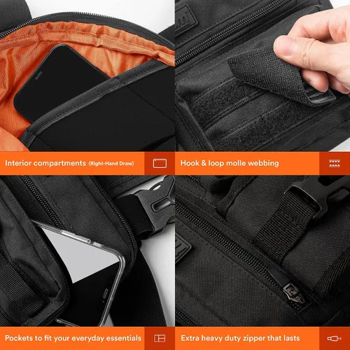 Vista 5 de Fitdom Paquete de Pecho Deportivo Utilitario Inspirado en Táctica. Bolsa de Pecho Para Hombres Con Soporte Para Teléfono Incorporado. Este Chaleco