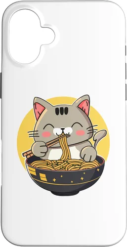 Vista 22 de Funda para iPhone 12/12 Pro Ramen Cat Kawaii Anime Merch Japonés Divertido Neko Noodle Bowl Case