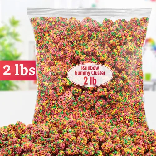 Vista 3 de Gummy Clusters Rainbow, paquete de 2 libras de gomitas a granel