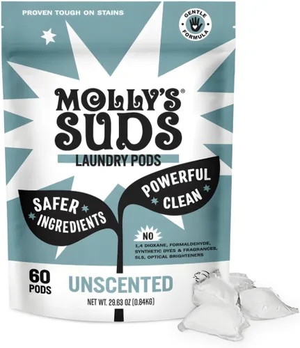 Vista 9 de Molly's Suds Cápsulas de detergente para ropa Detergente limpio para pieles sensibles Ultra concentrado y combate las manchas Menta - 60