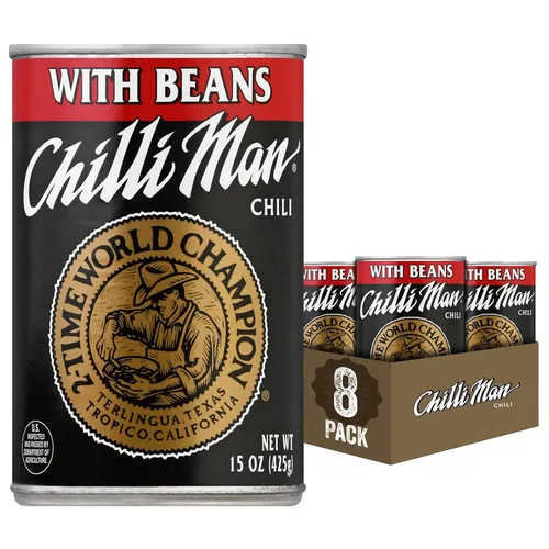Vista 8 de CHILLI MAN Chili enlatado sin frijoles (paquete de 12), lata de 15 onzas