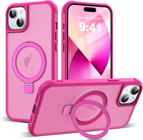 Vista 11 de SKYLMW - Funda compatible con iPhone 11 de 6.1 pulgadas, con soporte magnético invisible tipo anillo, funda translúcida de grado militar, compatible