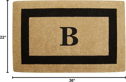 Vista 3 de Tapete de fibra de coco natural, para puerta de entrada, rectangular, resistente, para patio, atrapador de suciedad antideslizante, decoración