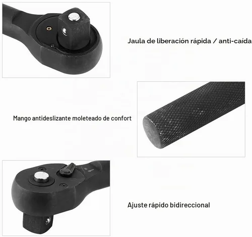 Vista 4 de Fydun Llave de casquillo de trinquete de alta resistencia, cabeza de trinquete, reversible, herramienta de reparación automática de longitud media
