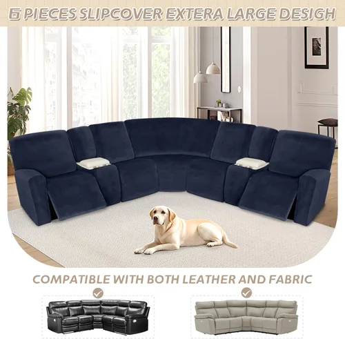 Vista 226 de Arfntevss Fundas de sofá seccional reclinable de terciopelo, Funda de sofá seccional de esquina para sofá reclinable, Funda elástica suave