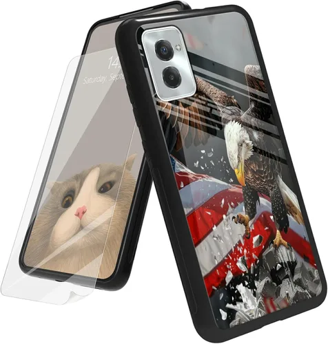 Vista 113 de Funda para Motorola Moto G Play 4G 2024 con protector de pantalla, parte trasera de vidrio templado + funda de silicona suave TPU absorción