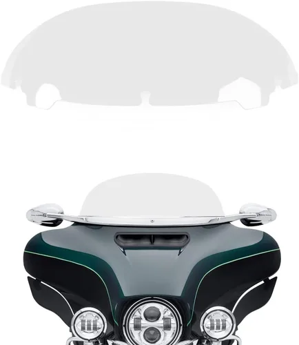 Vista 21 de Parabrisas ondulado negro de 4.5 pulgadas compatible con Harley Davidson Touring Street Glide/Electra Glide/Ultra Limited/Tri Glide FLHT FLHX FLHXS