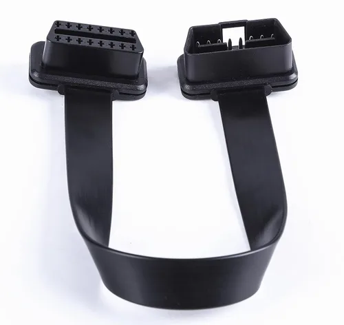 Vista 2 de Cable de diagnóstico de extensión de cinta OBD 2 OBD ii de perfil bajo macho a hembra 16 pines completamente conectado para lector de código
