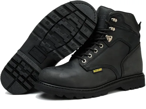 Vista 6 de Botas de trabajo para hombre, impermeables, cómodas, antifatiga, puntera suave, antideslizantes, botas de trabajo de seguridad para construcción