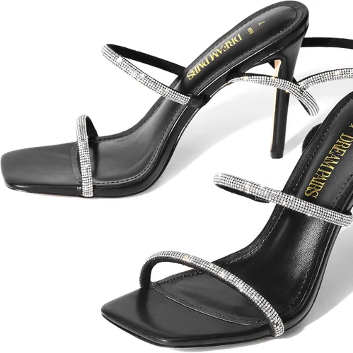 Vista 2 de DREAM PAIRS Sandalias de tacón alto para mujer Sandalias de tacón alto estilo gladiador sexy con punta cuadrada y puntera abierta