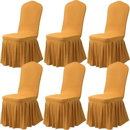 Vista 12 de Dimatic Juego de 2 fundas elásticas para sillas de comedor, fundas Parsons con falda, de elastano súper ajuste, funda protectora de asiento para Azul
