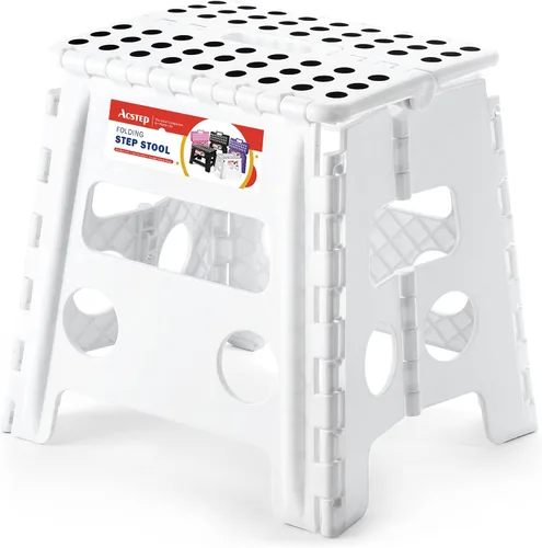 Vista 13 de ACSTEP Taburete plegable de 9 pulgadas, capacidad de 300 libras, taburetes plegables de plástico para niños y adultos, taburete plegable adecuado