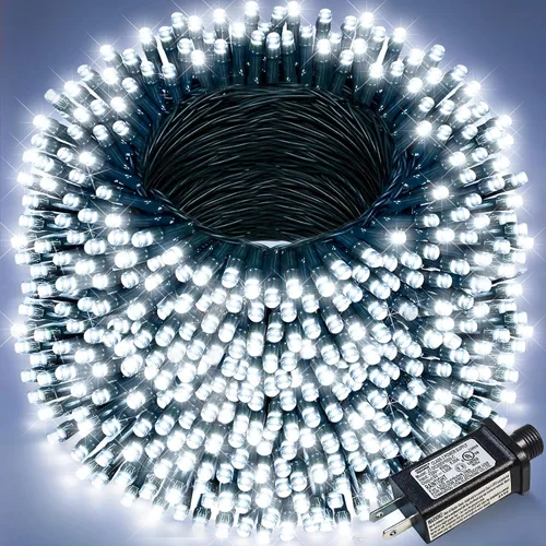 Vista 54 de Juego de 2, luces de Navidad, 200 pies, 600 LED, exterior/interior, guirnalda luces, 8 modos, impermeables, cable verde, parpadeantes, árbol, patio
