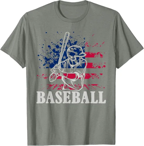 Vista 30 de Camiseta de béisbol deportiva estadounidense con bandera estadounidense, Negro, S