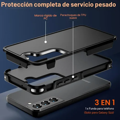 Vista 3 de zapica Funda diseñada para Samsung Galaxy S22, [protección militar contra caídas] [diseño de estructura de doble capa] Funda resistente a prueba