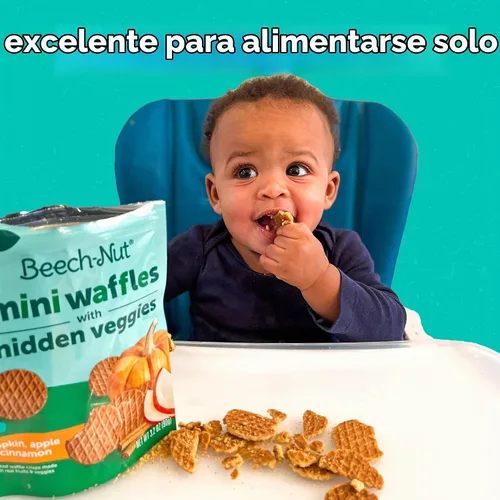 Vista 4 de Beech-Nut Bocadillos para Niños Pequeños, Mini Wafles con Verduras Ocultas, Butternut Berry, Sin OGM, Bolsa de 3.2 oz (Paquete de 7)