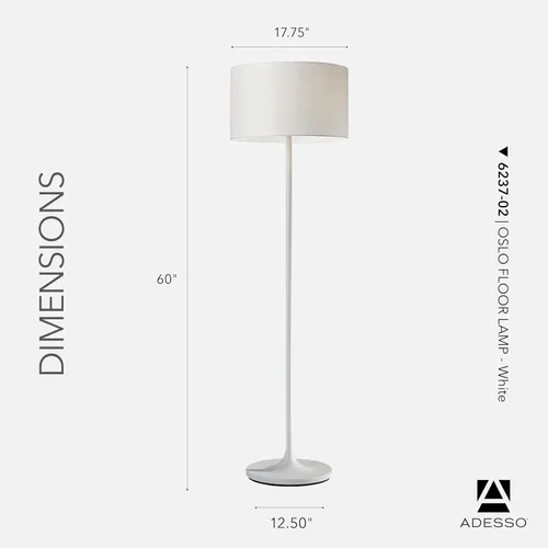 Vista 6 de Adesso 6237-02 Lámpara de pie Oslo - Equipo de iluminación resistente a la corrosión, a prueba de arañazos, con acabado blanco mate y cuerpo