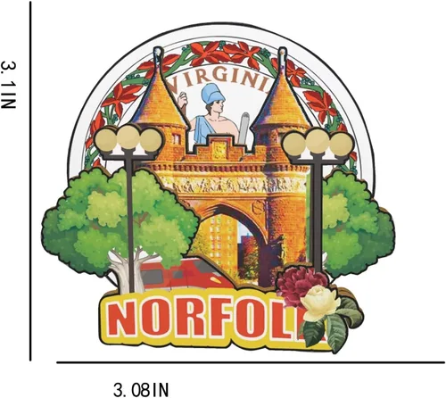 Vista 3 de Norfolk Virginia USA - Imán de madera para nevera, monumentos en 3D, recuerdos coleccionables, decoración hecha a mano, 1641