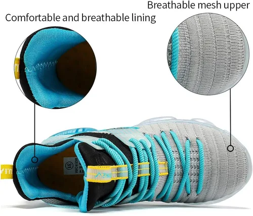 Vista 2 de VITUOFLY Zapatos de baloncesto para niños, con cámara de aire, para niñas, con aros de media parte superior, antideslizantes, para deportes al aire