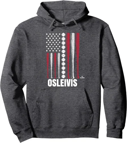 Vista 4 de Baseball American Flag Osleivis Basabe Prospect Baseball Fan Pullover Hoodie