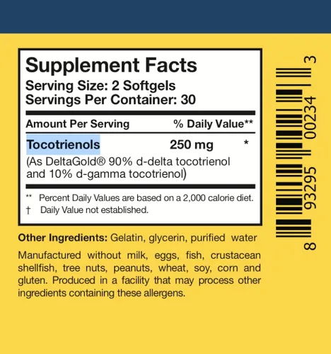Vista 3 de Researched Nutritionals TocoPure D&G - Tocotrienoles de vitamina E - Suplemento antioxidante de tocotrienoles Annatto con Delta + Gamma E