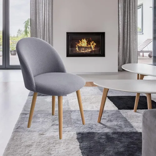 Vista 2 de XMNTG Juego de 4 fundas elásticas de jacquard gris para silla de comedor, con respaldo curvado, fundas para silla de acento modernas de mediados