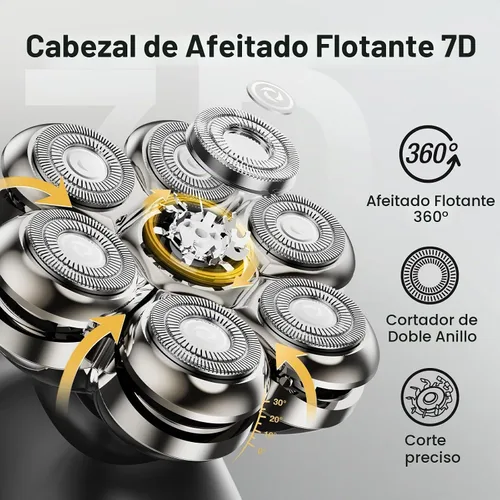 Vista 2 de 7 cuchillas flotantes de cabezal de afeitado de repuesto, cabezales de cuchilla de afeitadora lavables de repuesto para afeitadora de cabeza