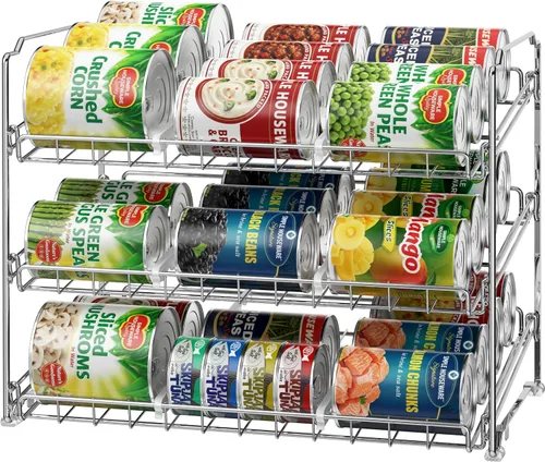 Vista 11 de Simple Houseware Estante Organizador de Latas Apilable para Despensa/Gabinete – 11.5 pulgadas de profundidad x 17 pulgadas de ancho x 13.75 pulgadas