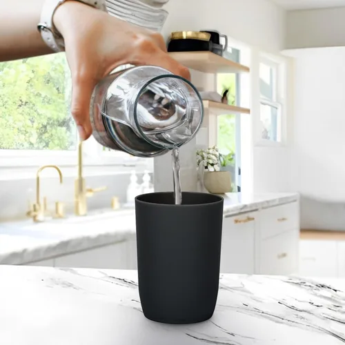 Vista 3 de Topsky Paquete de 4 vasos de baño – Plástico reutilizable para cepillo de dientes, enjuague bucal, cepillado
