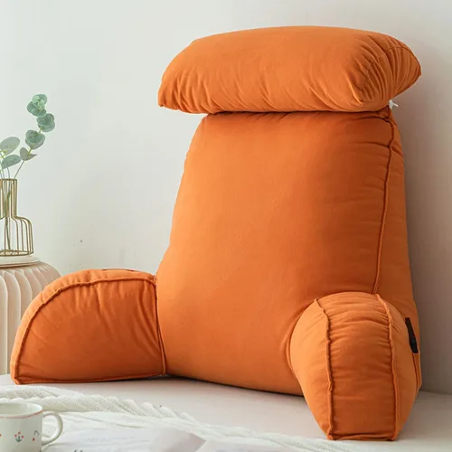 Vista 8 de Almohada de lectura con reposabrazos, almohada de apoyo para el respaldo, cojín de apoyo lumbar, con soporte para el cuello, con bolsillo, para Gris