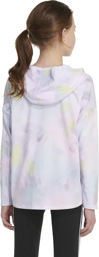 Vista 5 de adidas Girls' Long Sleeve Printed Curve Hem Hooded Tee