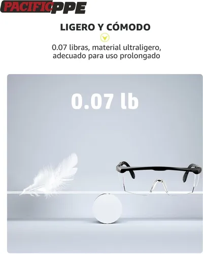 Vista 6 de PACIFIC PPE Paquete de 2 lentes de seguridad para hombres y mujeres, ANSI Z87 antivaho con lentes envolventes transparentes resistentes a