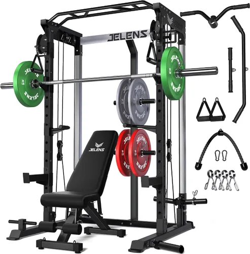 Vista 32 de C21 Power Cage 2000LBS Multi-Function Power Rack with Independent Dual Pulley System, All-in-One Squat Rack for Cable Crossover, Home Gym Workout