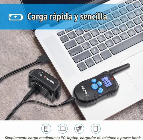 Vista 5 de Petrainer - Collar de perro 100% impermeable con control remoto para entrenamiento con pitido / Vibración / golpe eléctrico, collar electrónico