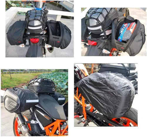 Vista 3 de Bolsas de sillín de motocicleta, Bolsas de sillín Powersports, Bolsa de equipaje impermeable, Bolsa de almacenamiento de casco de cara completa